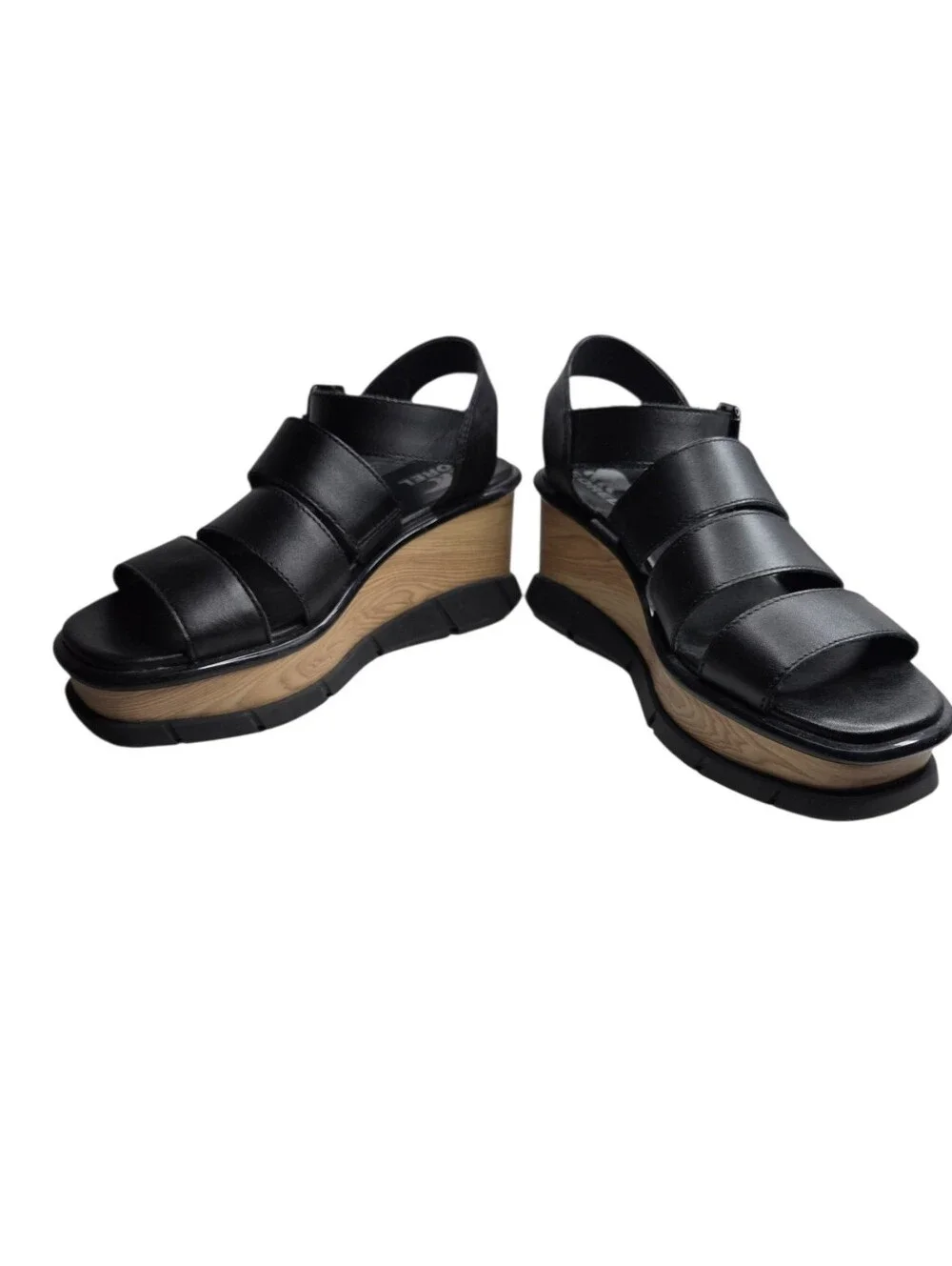 Sorel Women's Joanie III Ankle Strap Wedge Sandal Size 6 Black ￼